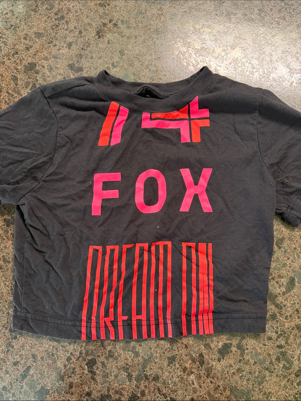 Fox Black Crop Top with Pink & Red Graphic